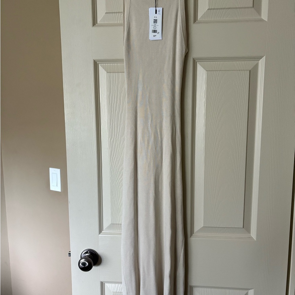 Dynamite Tan Ribbed Bodycon Dress with Halter Neckline - Picture 5 of 6